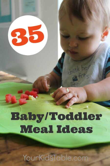 Huge list of toddler and baby meal ideas. Perfect for baby led weaning, transitioning to table foods, or toddlers. Meals the whole family can eat.