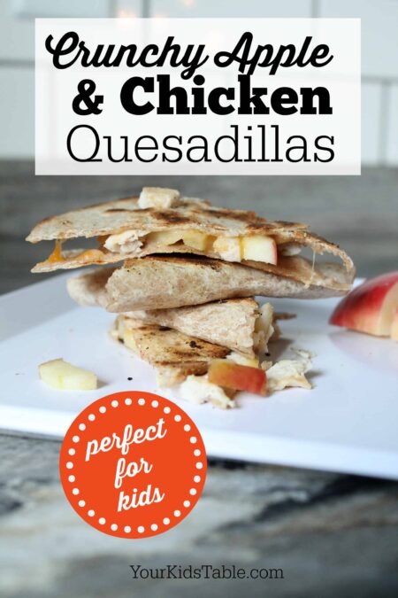 Super easy chicken and apple quesadillas that are perfect for kids. Plus tips to help your picky eater dig in and a mild taco seasoning recipe!