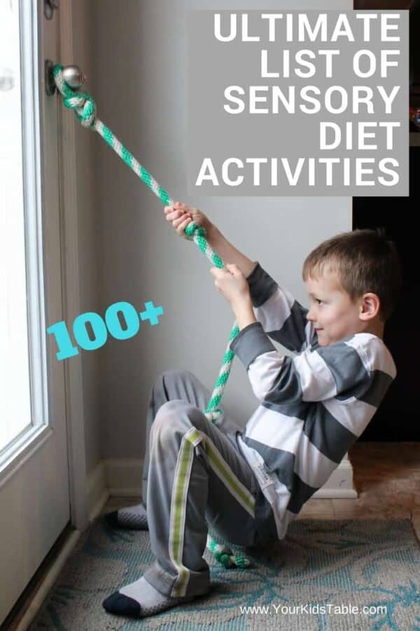 100+ Awesome and easy sensory diet activities that you can start using in your home today! Find the best activities for your kid.