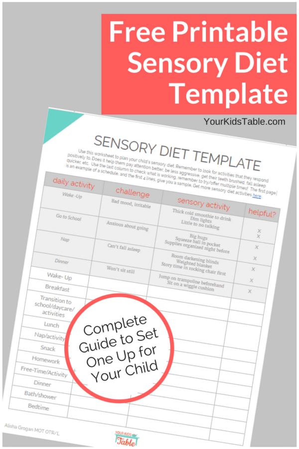 Grab your free printable sensory diet printable! Plus tips and tools to set one up that is easy for your child!