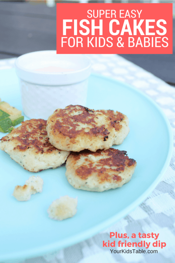 An easy baby and kid friendly fish recipe your child will eat, fish cakes for kids and babies. Quick and yummy with a tasty dip to serve alongside your kids fish cakes.