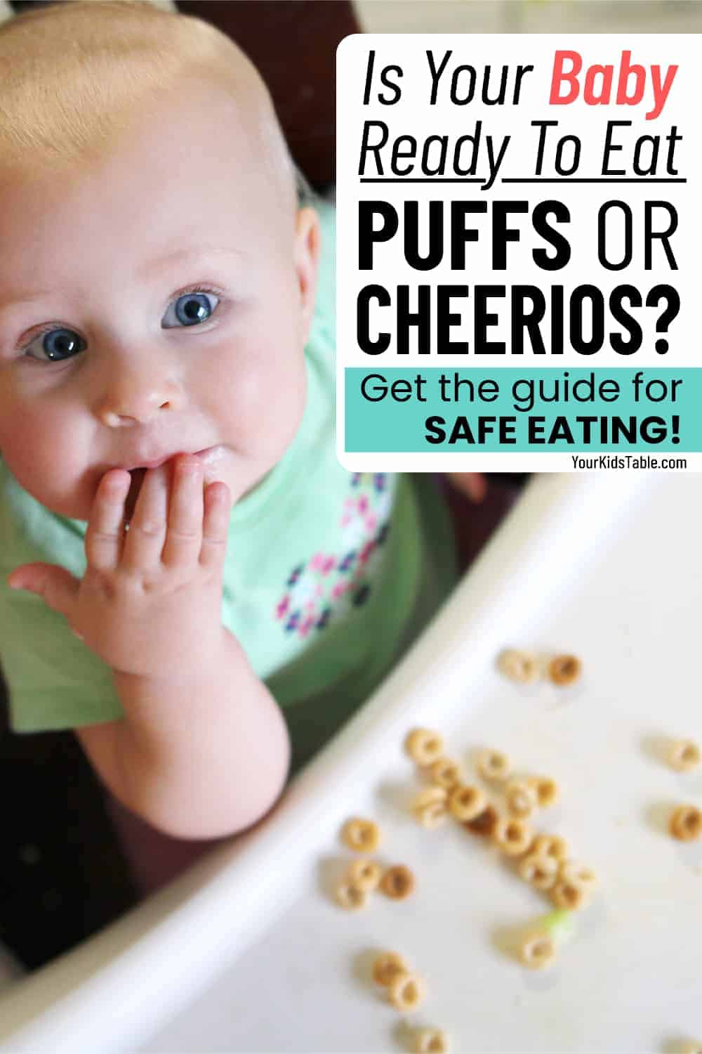 Parents are often wondering, “When can babies eat cheerios?” Or, puffs, toast, cheese, watermelon, and banana. Learn when so you can feed your baby safely! 