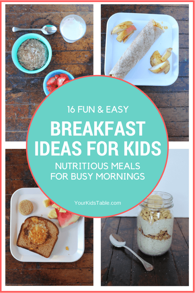 Come get this big list of easy and healthy breakfast ideas for kids that will fill up their tummy. Creative and classic ideas that will pique your child's interest. Plus, tips to help kids eat new breakfast foods, yes even for the picky eater! #recipesforkids #kidsfood #pickyeaters #pickyeating #yourkidstable