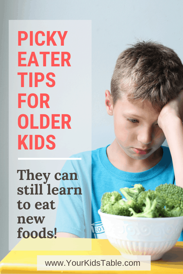 Finally some tips that can help older picky eaters, specifically 6-12+, and an amazing resource for picky eating teens and even adults! #pickyeatertipsforolderkids #olderpickyeater #pikcyeatingolderkids #pickyeating