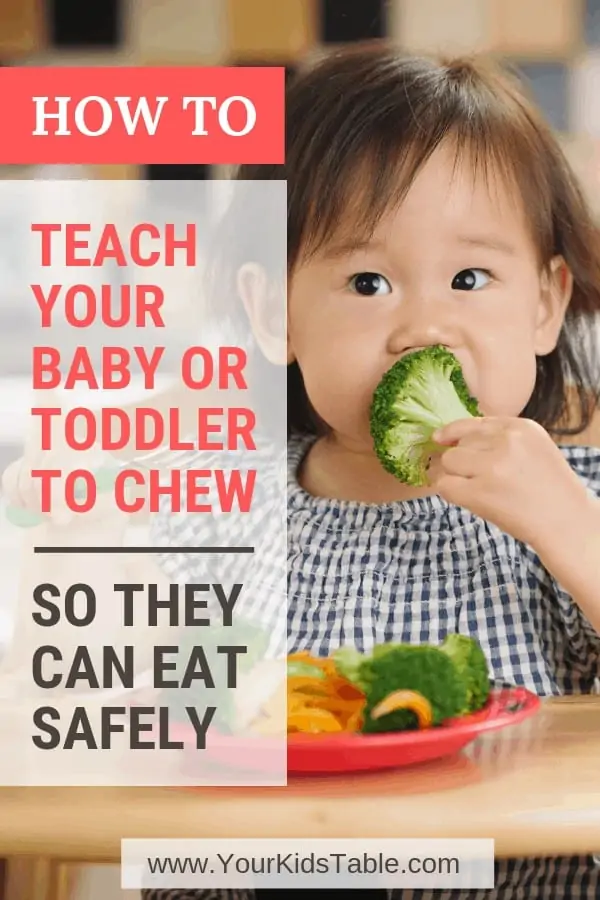 Learn how to teach your baby to chew with these 5 surprising tips! I'm also talking about chewing problems in toddlers... #teachbabytochew #teachbabytochewfood #teachtochew #babychewfood