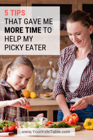  Life is busy and it can be hard to make the time to help picky eaters learn like to new foods. Check out these 5 hacks to make progress with your picky eater do-able. #pickyeating #pickyeater #moretime #helpwithpickyeating