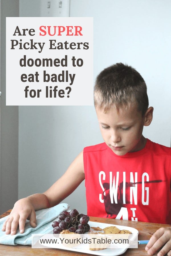 Is your picky eater so extreme with what they will and won't eat that you wonder if there's any hope for them to actually eat new or different foods? Find out if that's true from a pediatric occupational therapist. #pickyeater #pickyeating #pickyeaterforlife #helpwithpickyesting