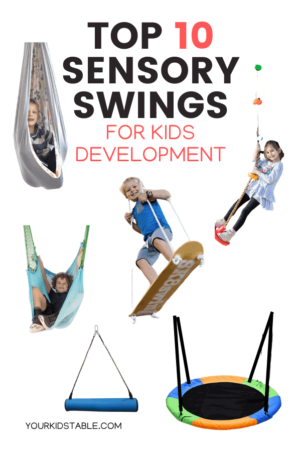 Sensory swings can help a child calm down, improve attention, and following directions. Learn the top 10 sensory swings for kids and how to use them safely with your child. #sensoryswing #sensorywingindoor #sensoryswingoutdoor #sensoryswingactivities