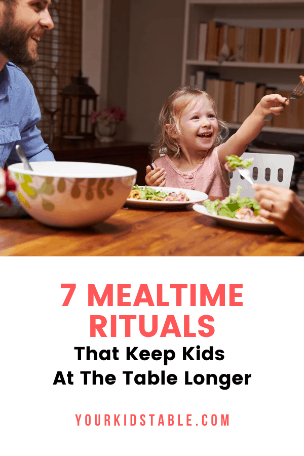 Get 7 simple ways to help keep your child seated at the table longer so they stop getting up or only eat for a few minutes! Don't miss this if you've got a busy toddler or a picky eater.  #mealtimeroutine #mealtimeroutineforkids #mealtimerules #mealtimerulesforkids