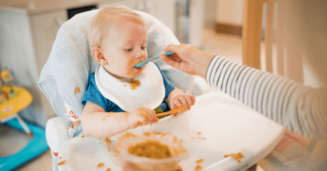 Get simple 9 month old baby food and table food ideas from a pediatric occupational therapist. This is a critical window of time for babies learning to eat. Learn how to maximize it. Includes 14 different 9 month old meal ideas! 