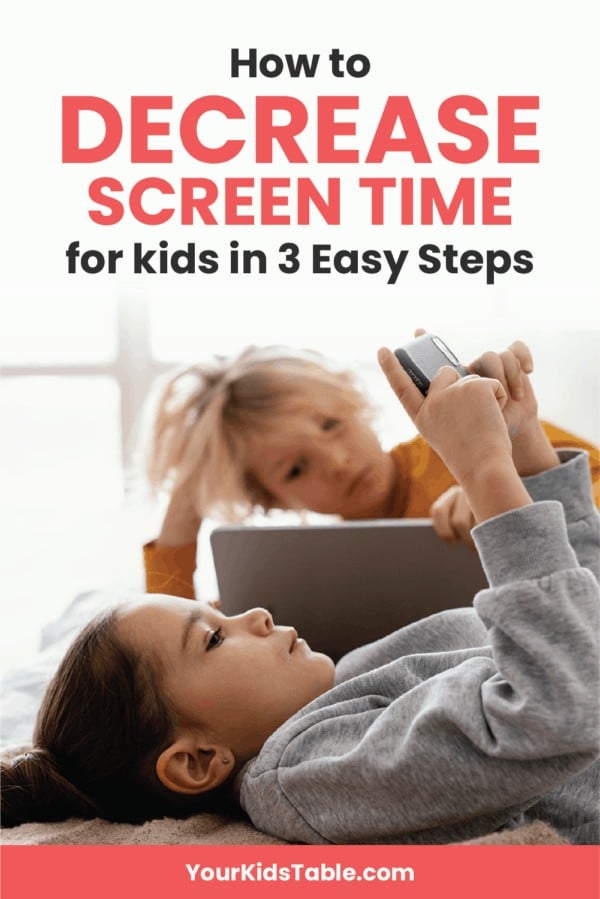 How much is too much screen time for kids? And, how the heck do you actually get them to cut back on that much loved screen time? Find out how by using 3 simple steps you can literally do today! #screentime #screentimerules #screentimeruleskids #screentimechart
