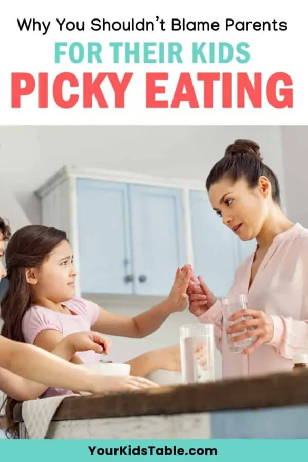 Have you or somebody else blamed your kid's picky eating on YOU? Think again, because parents often aren't the reason for their kid's picky eating. Learn why and how we can help parents of picky eaters. #pickyeating #pickyeaters #parentingpickyeaters