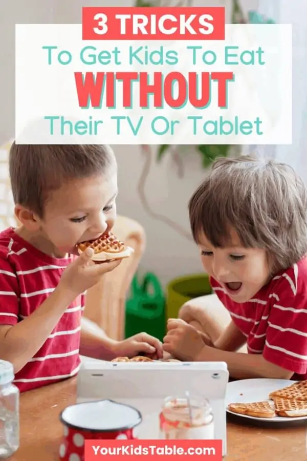 It can be a serious stressor when your child will only eat if they're distracted by a screen! There's a way to help them learn how to eat without any screens, try these 3 tricks today... #pickyeaters #pickyeaterskids #pickykidsdinnerideas #decreasescreentime #screentimeruleskids #howtodecreasescreentime