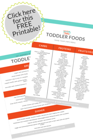 Free toddler meal ideas printable! Tons of ideas, that are totally do-able.