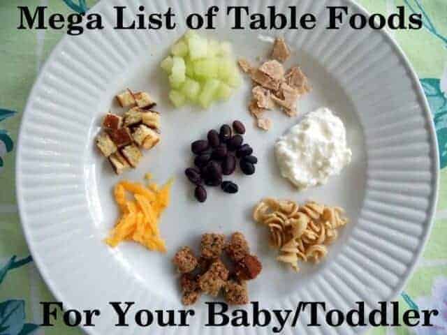 Get this awesome list perfect for 1 year olds, toddlers, and babies learning to eat table and finger foods from a feeding therapist and mom. Grab a free printable list too!