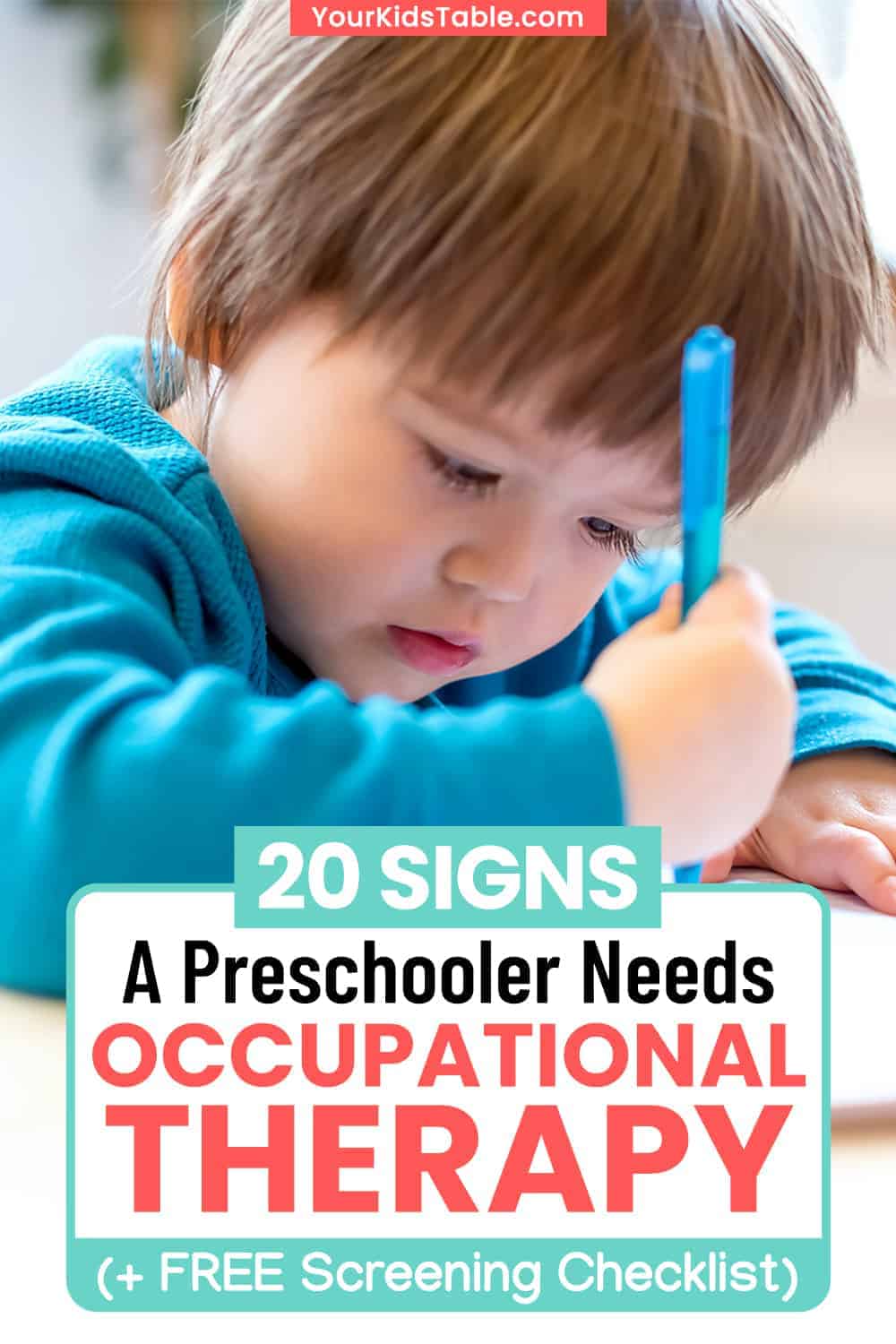 Occupational therapists can help preschoolers with 7 different areas of development. Find out the 20 signs that your child might need OT in the preschool years...