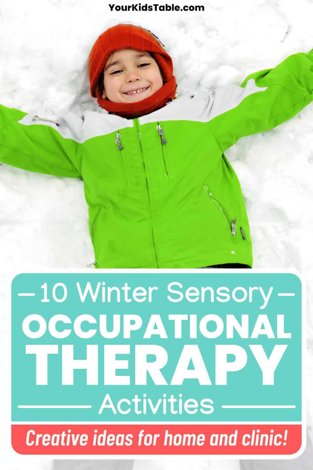 Here are 10 sensory activities for you to include in your treatment sessions and share with parents during the winter months. Learn why sensory activities and “heavy work” are important for all kids, and how to include the proprioceptive system during play.